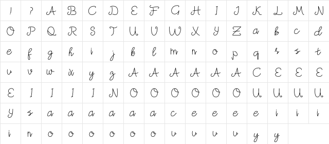Mudica Regular font glyphpreview