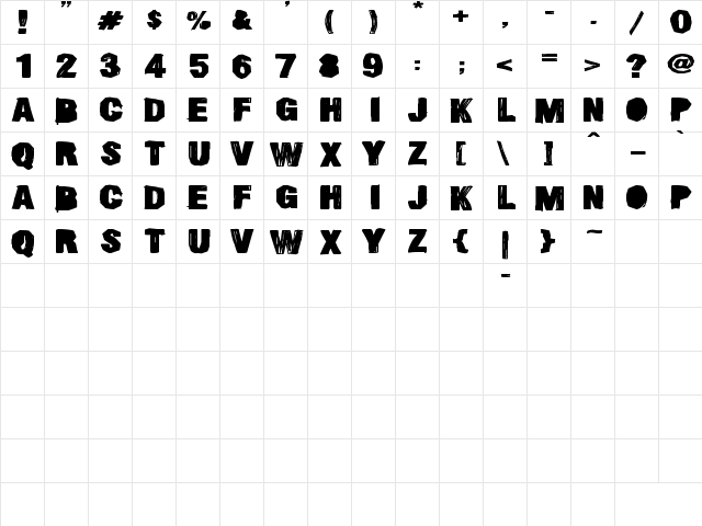 Smeared DSG Regular font glyphpreview