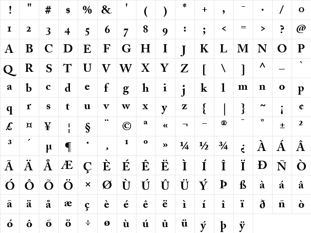 AdobeCaslonOldstyleFigures Bold font glyphpreview