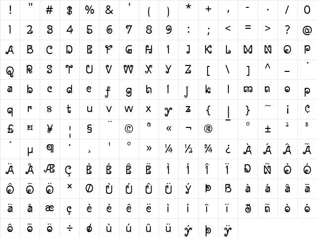 Snail Mood Regular font glyphpreview