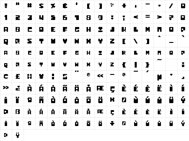 Utonium Regular font glyphpreview