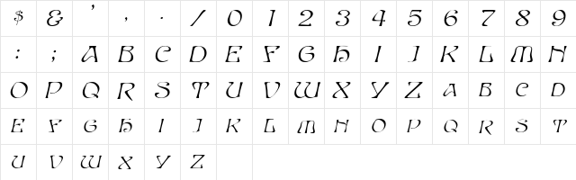 PlumosaSCapsSSK Italic font glyphpreview