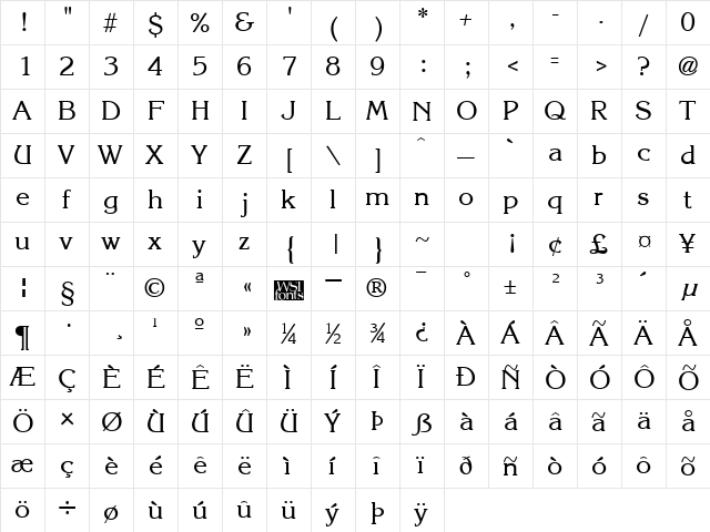 Krone Regular font glyphpreview