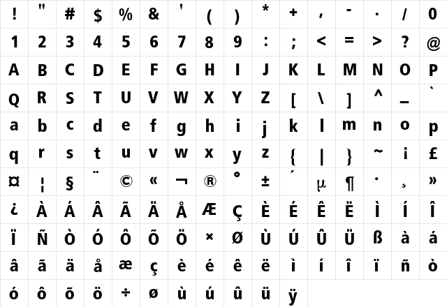 Frutiger BQ Regular font glyphpreview