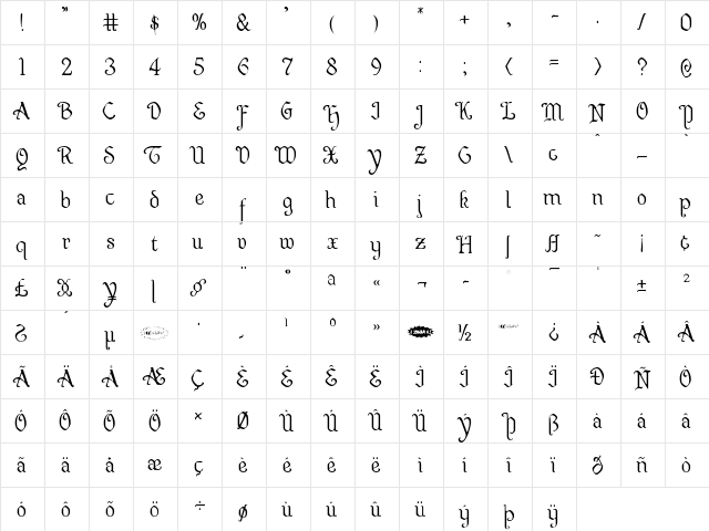 Quill Sword Light Light font glyphpreview