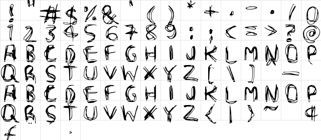 Scribble Wire Regular font glyphpreview