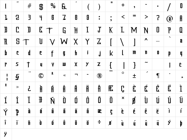 DragonForce Regular font glyphpreview