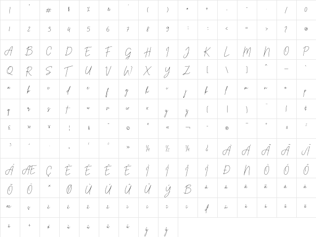 Alexander Lettering Regular font glyphpreview