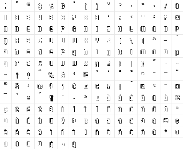 SF DecoTechno Shaded Regular font glyphpreview
