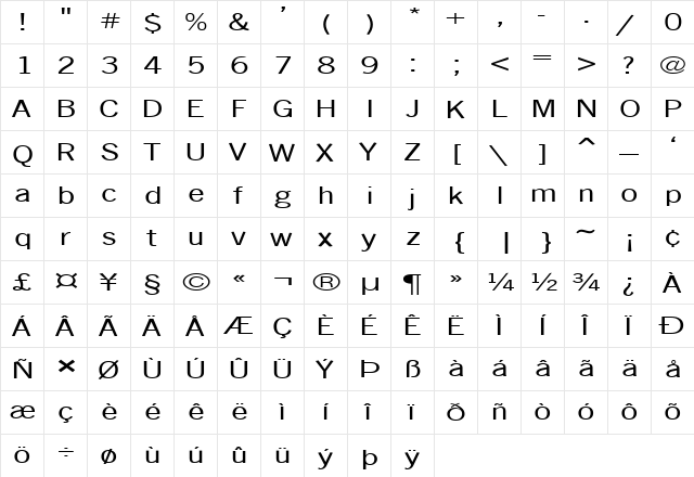 FZ BASIC 24 EX Normal font glyphpreview