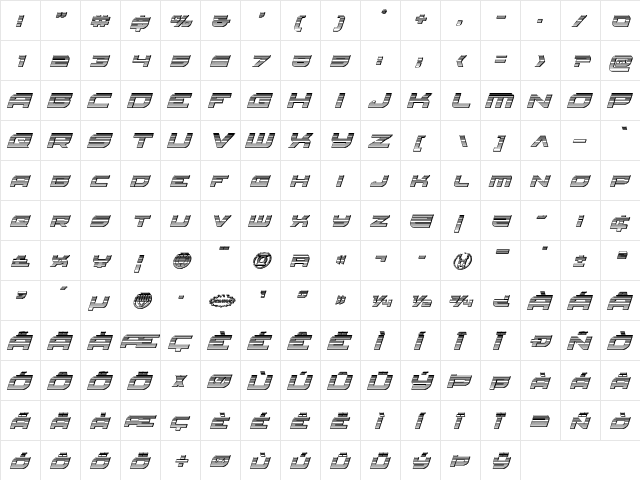 Red Rocket Chrome Italic Italic font glyphpreview