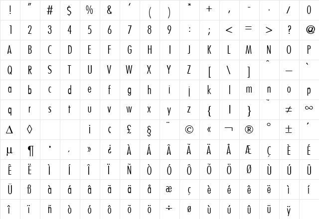 FunctionCondTwoLight Regular font glyphpreview