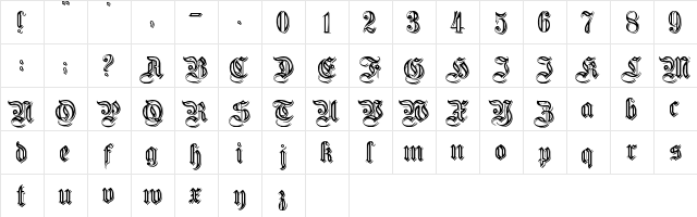 EmbossedGermanica Regular font glyphpreview