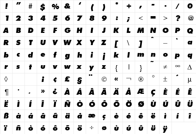 FunctionTwoExtrabold RegularItalic font glyphpreview