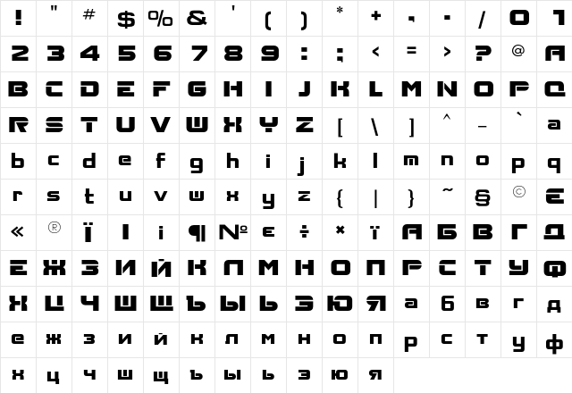 AksentC Regular font glyphpreview