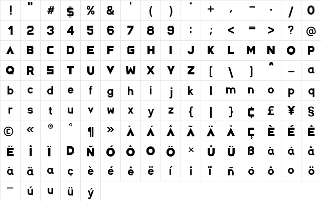 Space Capitan Regular font glyphpreview