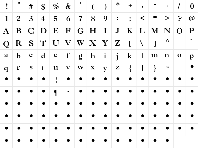 QTCaslan Bold font glyphpreview