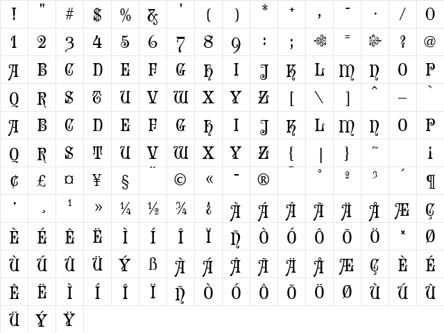 Sophie MF Regular font glyphpreview