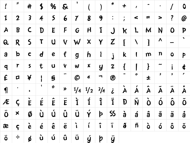 Nanumunga Regular font glyphpreview