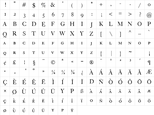 Caslon Classico SC Regular font glyphpreview