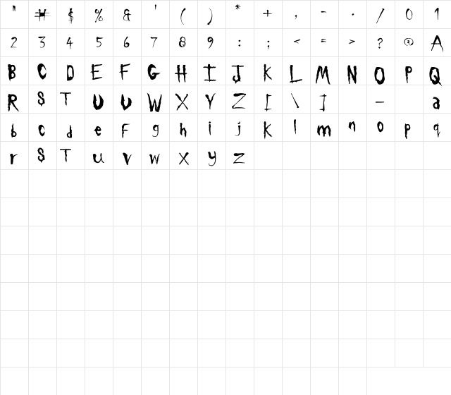 Sickness Regular font glyphpreview