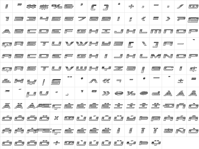 Classic Cobra Chrome Italic Italic font glyphpreview