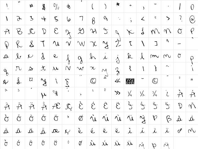 FlorasHand Regular font glyphpreview