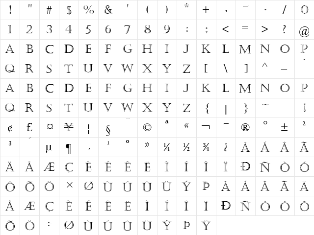 Castellar Regular font glyphpreview