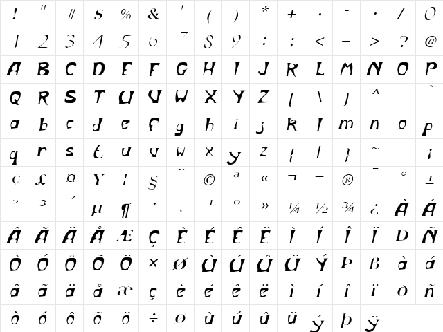PeppertreeSSK Italic font glyphpreview