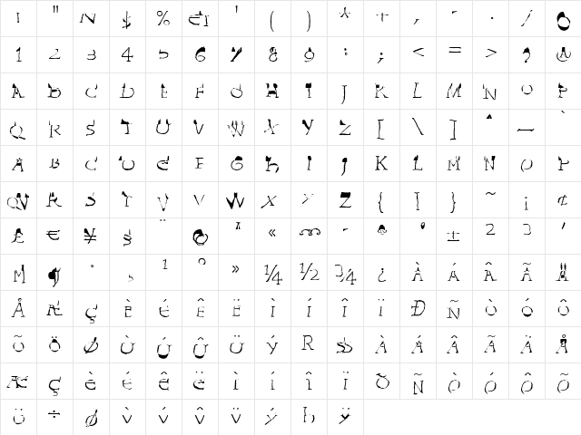 Invasion LT Regular font glyphpreview