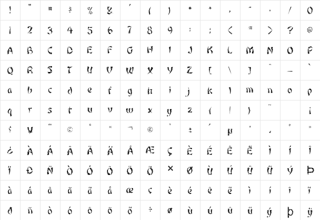 FZ UNIQUE 22 CRACKED Normal font glyphpreview