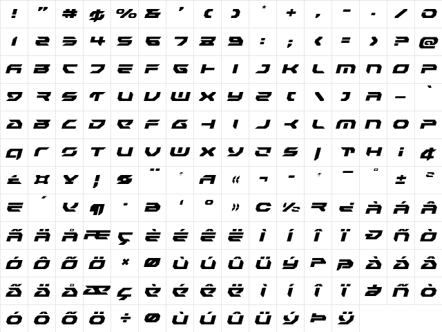 Royal Samurai Light Italic Light Italic font glyphpreview