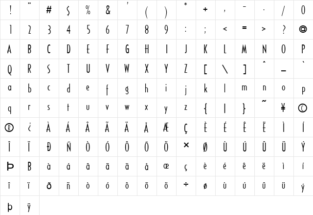 FZ BASIC 16 Normal font glyphpreview