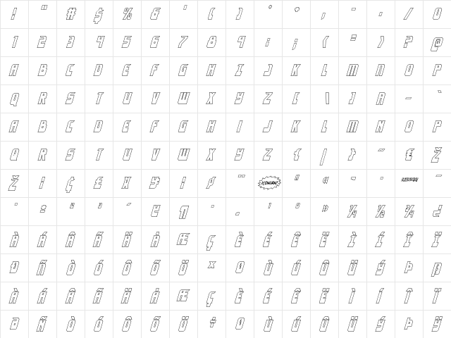 Eldebaran Outline Italic Italic font glyphpreview