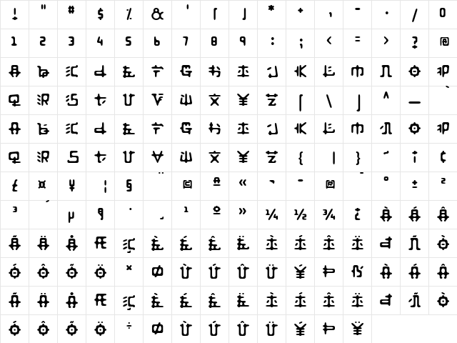 Fusaka Regular font glyphpreview
