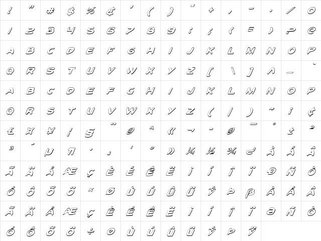 Toon Town Industrial Shad Ital Shad Ital font glyphpreview