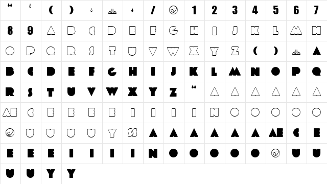 ETIAW Every Truetype is a Wisefont font glyphpreview