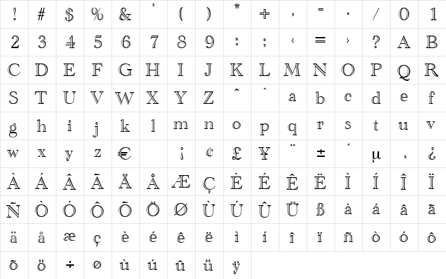 Tiberius Regular font glyphpreview
