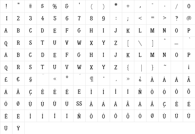 MuskitosCaps Regular font glyphpreview