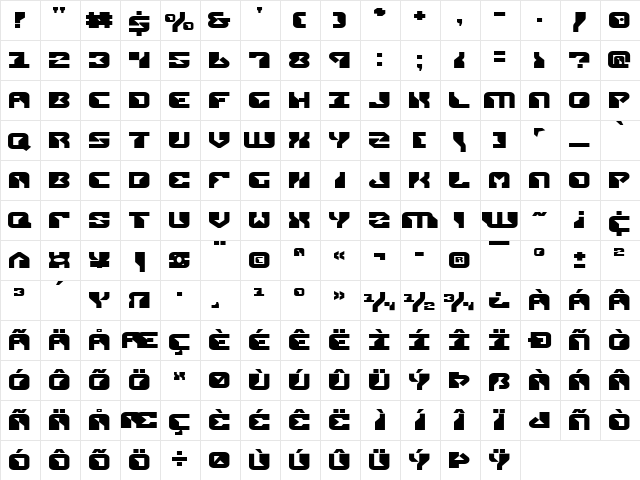 Replicant Expanded Expanded font glyphpreview
