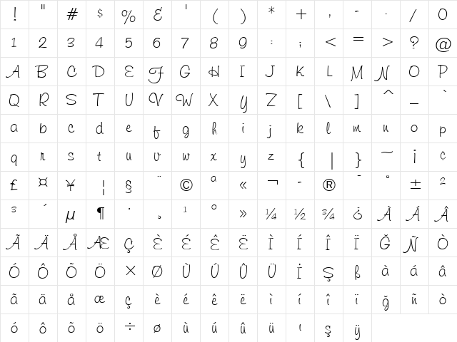 TR Freehand591 Regular font glyphpreview