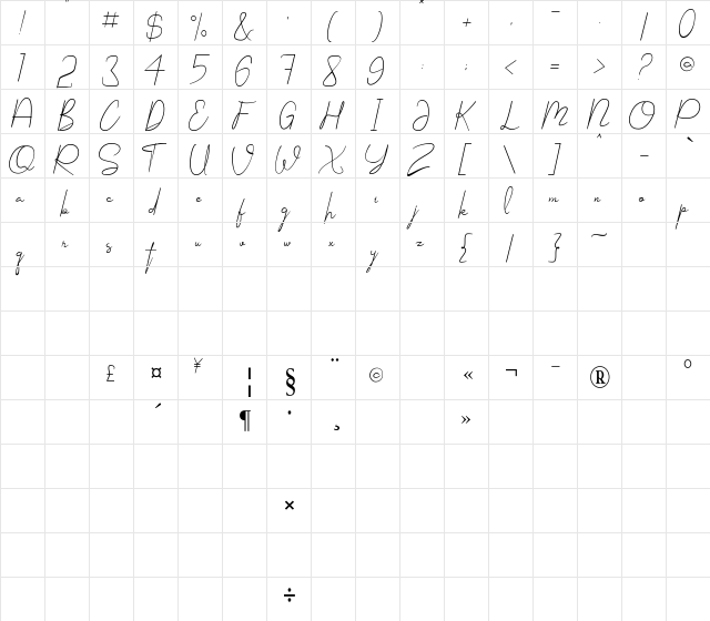 Shellomita Regular font glyphpreview