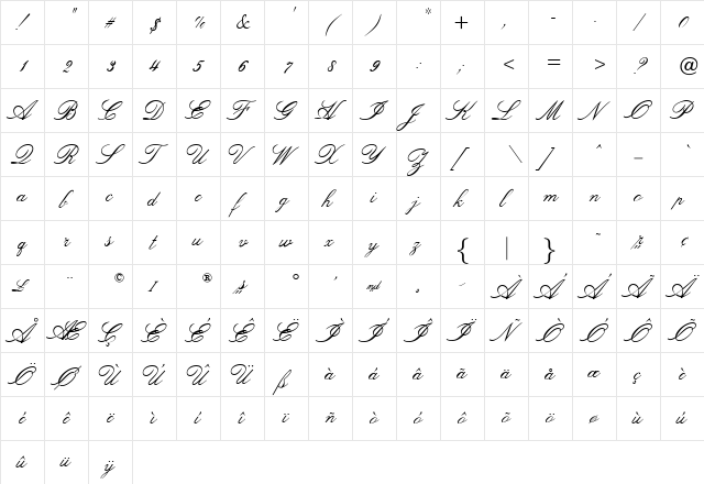 OPTIVenetian Regular font glyphpreview
