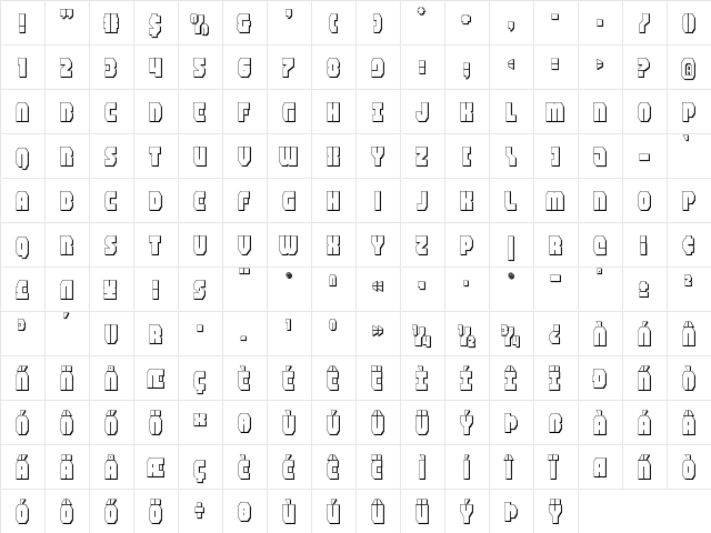 Shogunate 3D Regular font glyphpreview