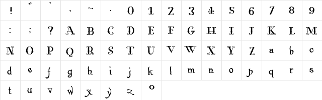 Pugsley Upright font glyphpreview