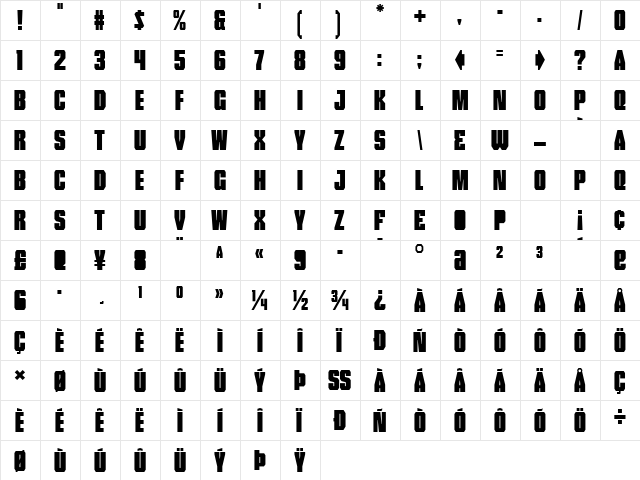 Tank Regular font glyphpreview