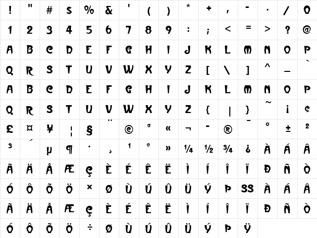 Metropolitaines D Regular font glyphpreview