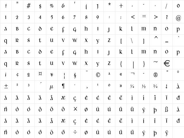 LeoCondensed Normal font glyphpreview