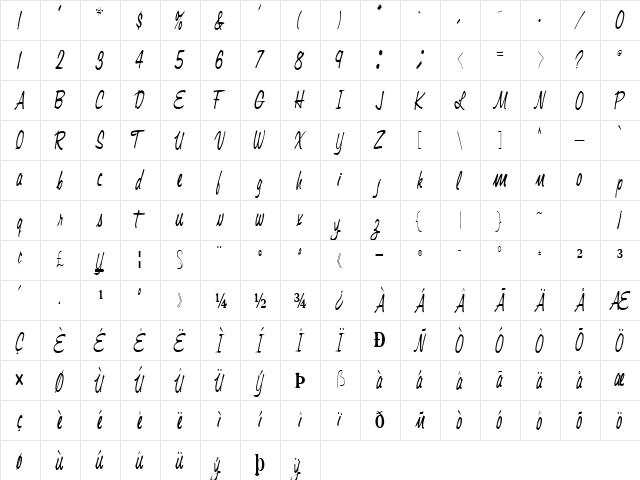 Ex Regular font glyphpreview