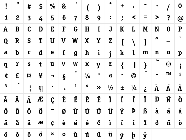 Officina Serif ITC Bold OS font glyphpreview